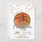 Waterverf Basketbal Feest Uitnodiging (Voorkant)