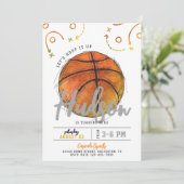 Waterverf Basketbal Feest Uitnodiging (Staand voorkant)