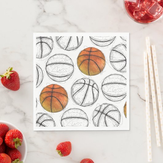 Waterverf basketbal papier servetten (Insitu)