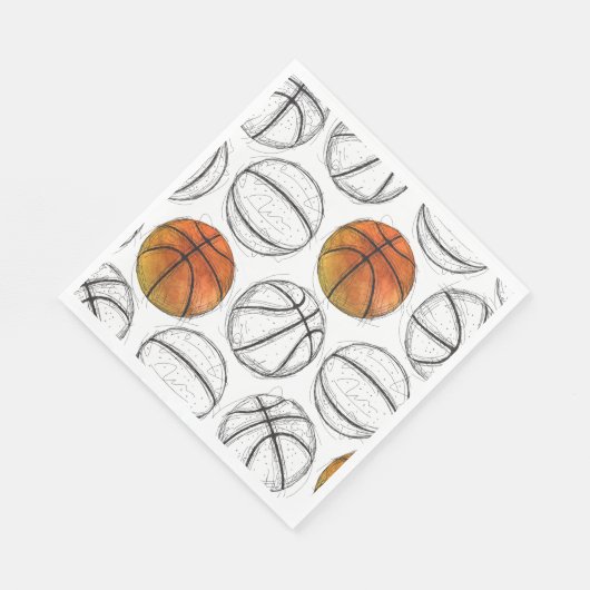 Waterverf basketbal papier servetten (Hoek)