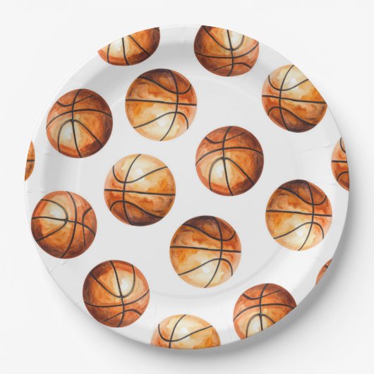 Waterverf Basketbal Papieren Bord (Voorkant)