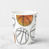 Waterverf Basketbal Party Cups Papieren Bekers (Links)