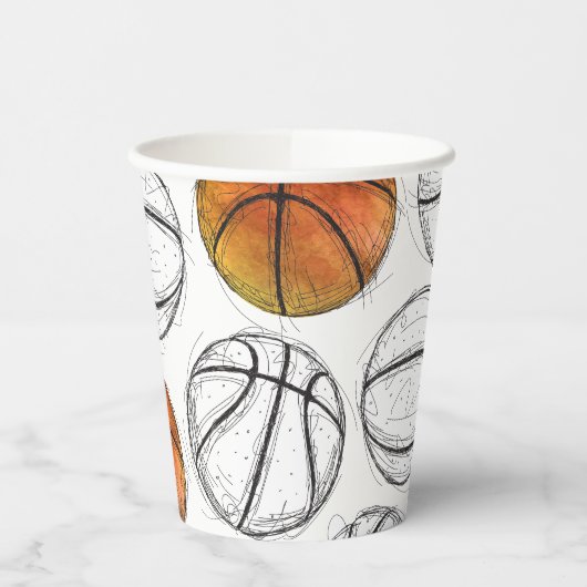 Waterverf Basketbal Party Cups Papieren Bekers (Links)