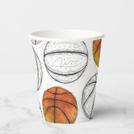 Waterverf Basketbal Party Cups Papieren Bekers