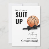 Waterverf Basketbal Tuxedo Suit Up Groomsman Kaart (Voorkant)