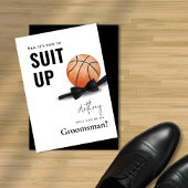 Waterverf Basketbal Tuxedo Suit Up Groomsman Kaart