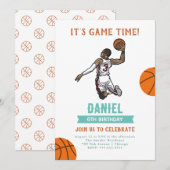 Waterverf Basketbal Verjaardagsuitnodiging Kaart (Voorkant / Achterkant)