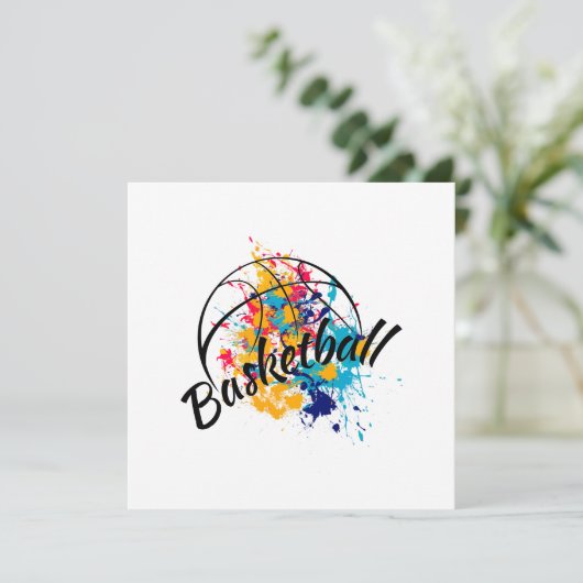 Waterverf Basketball Bedankkaart (Staand voorkant)
