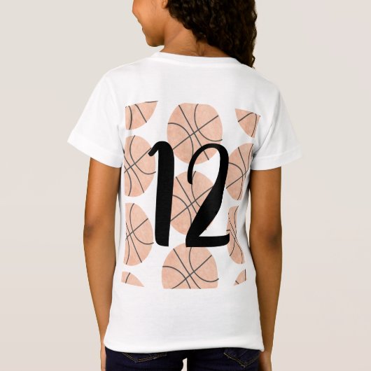 Waterverf Basketball Birthday Shirten voor meisjes T-shirt (Achterkant)