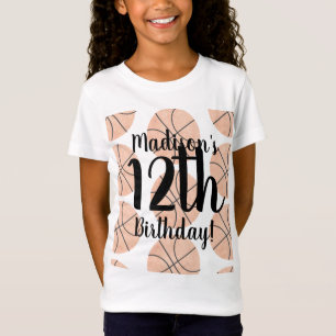 Waterverf Basketball Birthday Shirten voor meisjes T-shirt