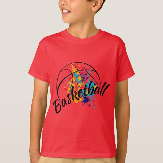 Waterverf Basketball Boys T-Shirt (Voorkant)
