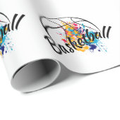 Waterverf Basketball Cadeaupapier (Rol Hoek)