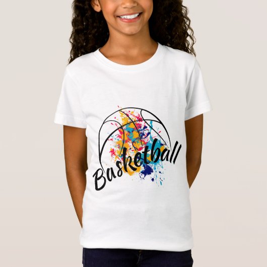 Waterverf Basketball Girl T-shirt (Voorkant)