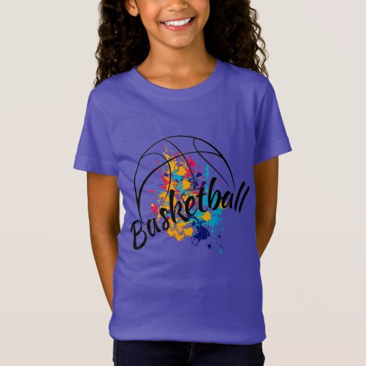 Waterverf Basketball Girl T-Shirt (Voorkant)