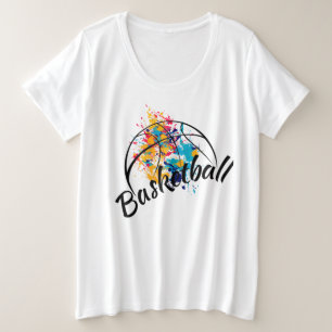 Waterverf Basketball Grote Maat T-shirt