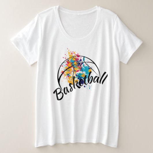 Waterverf Basketball Grote Maat T-shirt (Design voorkant)
