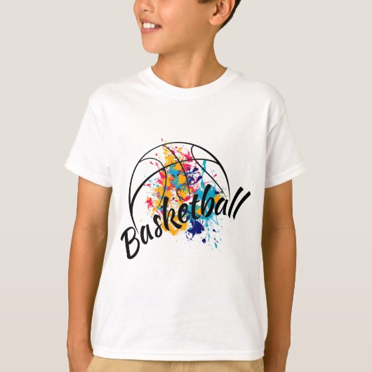 Waterverf Basketball-jongens T-shirt (Voorkant)