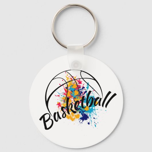 Waterverf Basketball Sleutelhanger (Voorkant)