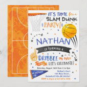 Waterverf Basketball Uitnodiging (Voorkant / Achterkant)