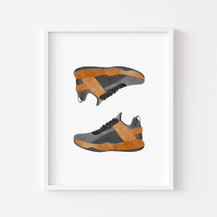 Waterverf basketbalschoenen poster