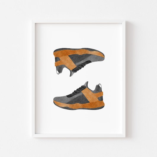 Waterverf basketbalschoenen poster