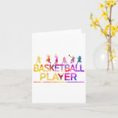 Waterverf basketbalspeler kaart (Gele Bloem)