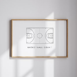 Waterverf basketbalveld poster