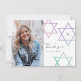 Waterverf Bat Mitzvah Foto Bedankkaart Kaart