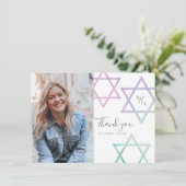 Waterverf Bat Mitzvah Foto bedankt Kaart (Staand voorkant)