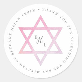 Waterverf Bat Mitzvah Hartelijk dank Ronde Sticker