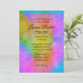 Waterverf Bat Mitzvah Levendig Kleurrijk Ster Kaart (Staand voorkant)