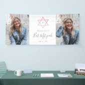 Waterverf Bat Mitzvah Ombré Twee Foto Spandoek (Beurs)