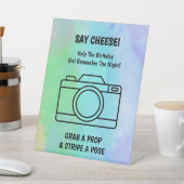 Waterverf Bath Bomb Verjaardag Selfie Reclamebord Met Voetstuk (Insitu)