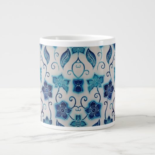 Waterverf Batik Garden met Blue Specialty Mok (Voorkant)