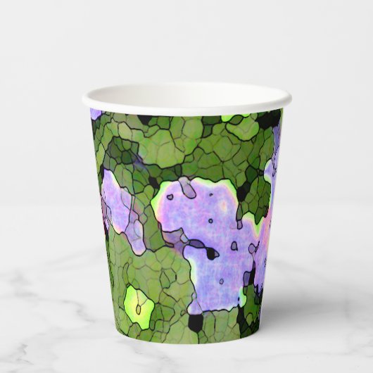 Waterverf Batik Hydrangeas Papieren Bekers (Achterkant)