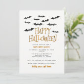 Waterverf Bats Halloween Party Kaart (Staand voorkant)