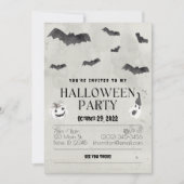 Waterverf Bats Halloween Party Kaart (Voorkant)