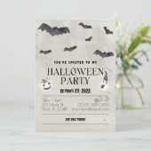Waterverf Bats Halloween Party Kaart (Staand voorkant)
