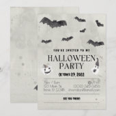 Waterverf Bats Halloween Party Kaart (Voorkant / Achterkant)