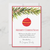 Waterverf Bauble Kerstboom Vrolijk en helder Feestdagenkaart (Voorkant)