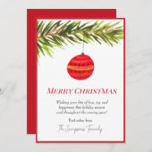 Waterverf Bauble Kerstboom Vrolijk en helder Feestdagenkaart (Voorkant / Achterkant)