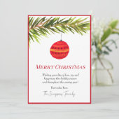 Waterverf Bauble Kerstboom Vrolijk en helder Feestdagenkaart (Staand voorkant)