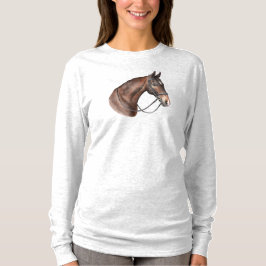 Waterverf Bay paardenhoofd in een teugel T-shirt