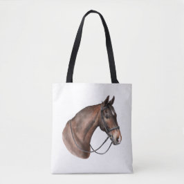 Waterverf Bay paardenhoofd in een teugel Tote Bag