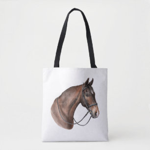 Waterverf Bay paardenhoofd in een teugel Tote Bag