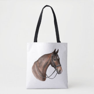 Waterverf Bay paardenhoofd in een teugel Tote Bag