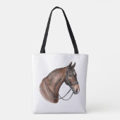 Waterverf Bay paardenhoofd in een teugel Tote Bag (Achterkant)