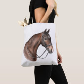 Waterverf Bay paardenhoofd in een teugel Tote Bag (Dichtbij)