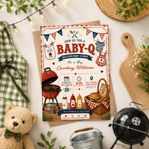 waterverf BBQ achtertuin rustieke baby shower zome Kaart