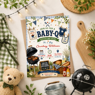 waterverf BBQ achtertuin rustieke baby shower zome Kaart